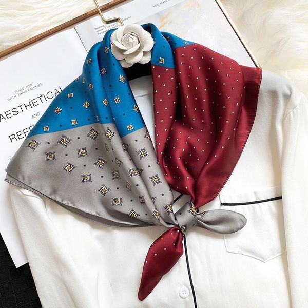 

scarves 70*70cm fashion hair scarf for women silk satin hijab female small shawl wraps cute scarfs ladies bandana head, Blue;gray