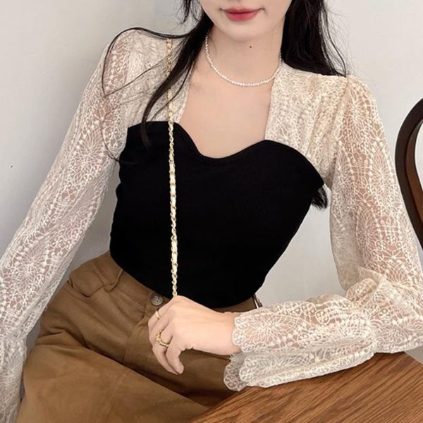 

women's blouses & shirts french chic fake two-piece dress design sense niche 2021 slim long sleeve blouse, White