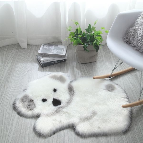 Tierteppich Hochwertiger langer Flausch Panda Koala Matte Kunstpelz Teppich Wohnzimmer Schlafzimmer Sofa Kissen Künstliche flauschige Matten 210301
