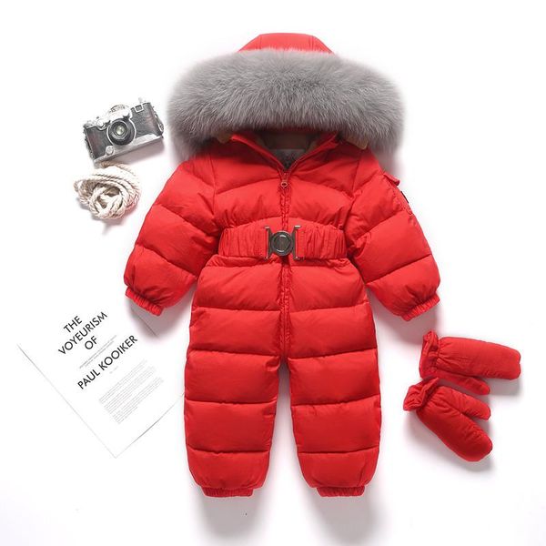 Tute 2021 Giù Caldo Del Neonato Pagliaccetti Pelliccia Con Cappuccio Nato Ragazze Tuta di Un Pezzo Del Bambino Tuta Da Neve Vestiti Per Bambini Tutina Costume