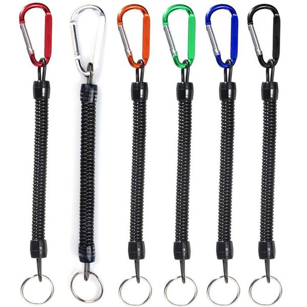 

fishing accessories bmdt-6pc/lot retractable plastic spring elastic rope security gear tool for outdoor hiking camping anti-lost phone ke