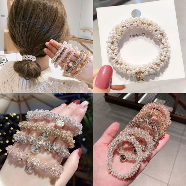 Fashion Women Crystal Hair Ties Elastic Cash Elastic Banda Scritta Elastico Band Band Women Accessori per capelli Ornament 5 Colori 5 Colori