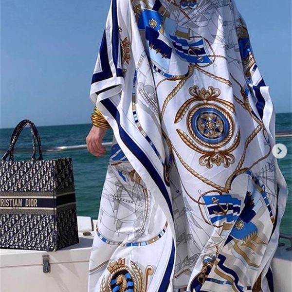 

men's t-shirts fashion printed summer silk kaftan dress boho long full length holiday women beach caftan african es 9d1d, White;black