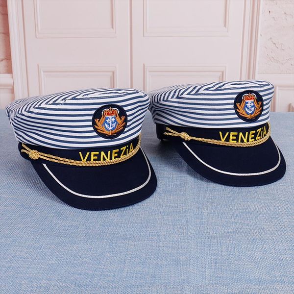 

1 pcs military nautical hat white yacht captain navy cap sailor costume for adults party fancy dress cosplsy, Blue;gray