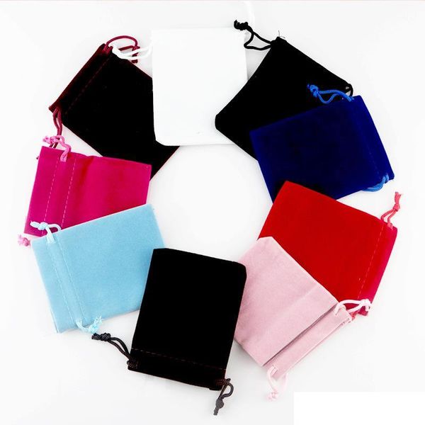 

2021 large velvet bags 50pcs 15*20cm black red brown fabric velvet packaging bags jewelry gift cosmetic storage bag drawstring pouch, Pink;blue