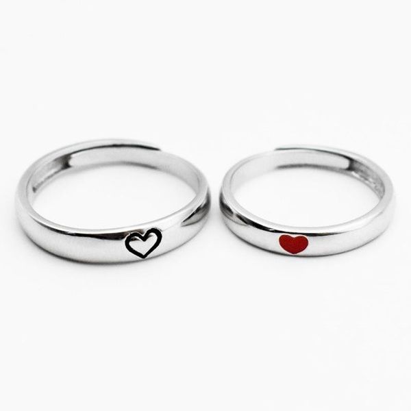 

cluster rings cute heart paired couple lovers for men women silver color adjustable open finger romantic jewelry accessories, Golden;silver