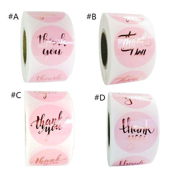 

500pcs 1.5 inch pink round rose gold thank you stickers seal labels for baking package wedding party scrapbooking decor