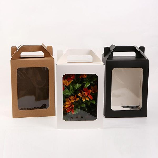 

gift wrap 12pcs flower bag open window transparent handheld wedding birthday party packaging