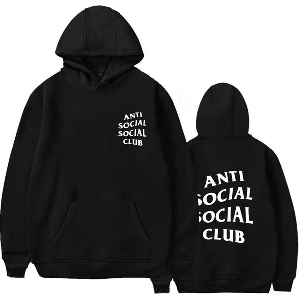 

fashion anti social club trend korean loose men's and women's plush hoodie, Black