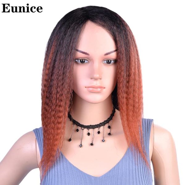 

synthetic wigs 16inch long straight yaki hair afro ombre wig for black women natural female wigsheat resistant fiber african