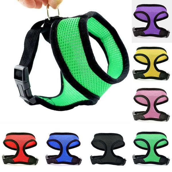 

dog collars & leashes net harness vest adjustable breathable mesh small medium breast-band smal pet dogs collar nylon