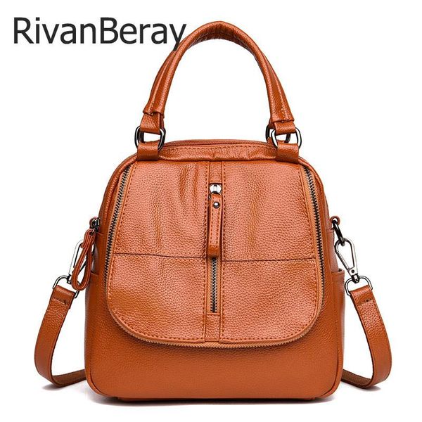 

outdoor bags 3 use women backpack quality leather multi-layer pocket bookbags female casual large capacity shoulder travel bag girls mochila