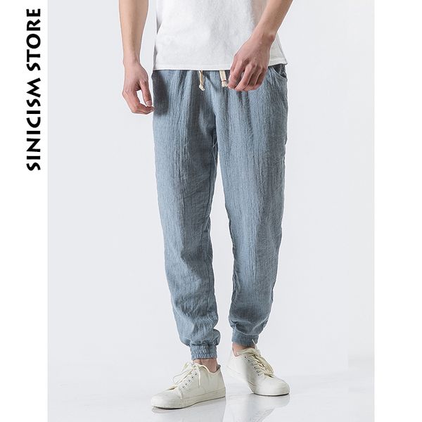 

mrgoldenbowl plus size cotton linen harem pants mens jogger pants 2020 male casual summer track pants trousers c0222, Black