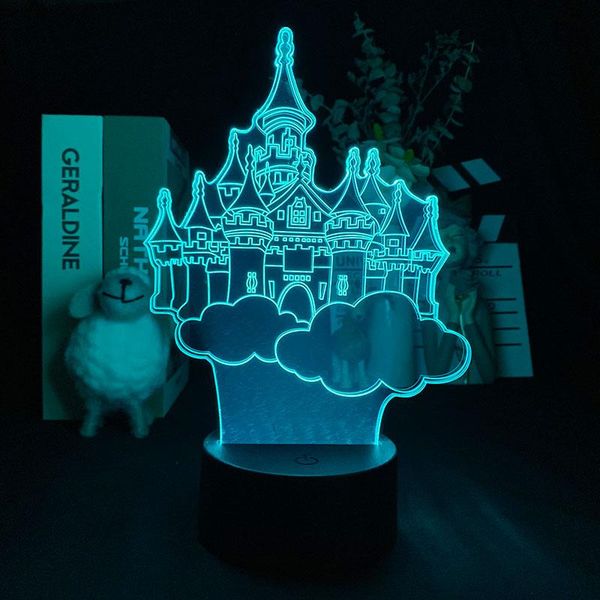 

night lights 3d led nightlight anime castle in the sky acrylic figures light for kids children birthday gift bedroom decor bedside table lam