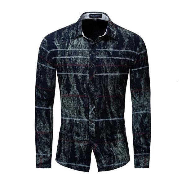 

men's casual shirts oversized size men long sleeve striped elastic retro print shirt brand clothes single breasted j3108 kjfu, White;black