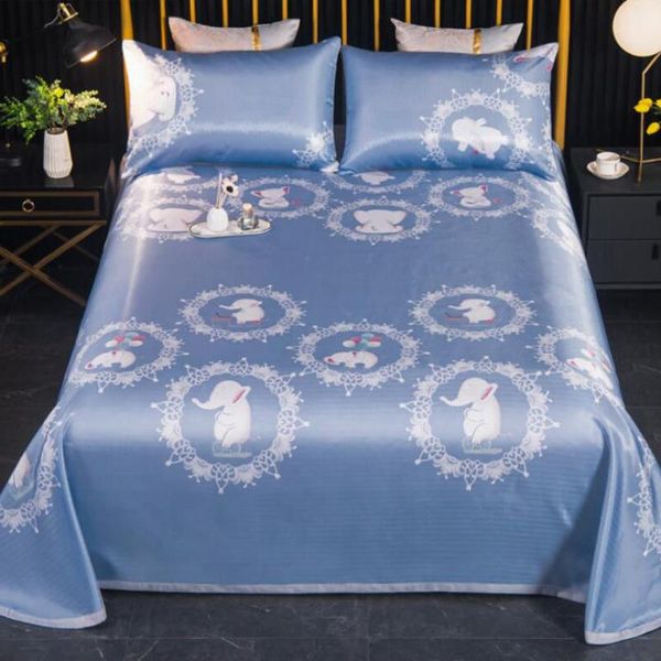 

sheets & sets high-end comfortable ice silk mat summer home bedroom bedding 3pcs set 1 bed sheet+2 case non-slip king/queen size j8426