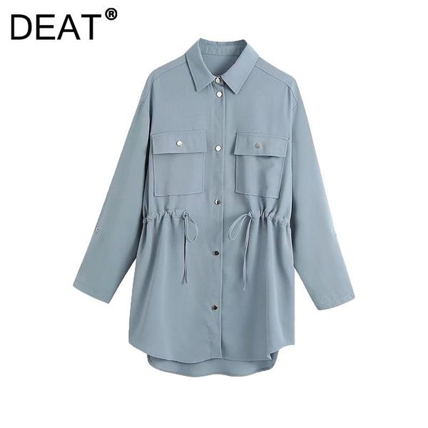 

women's jackets [deat] 2021 autumn fashion tide jacket loose single-breasted turn-down collar solid color long sleeve coat women 13z490, Black;brown