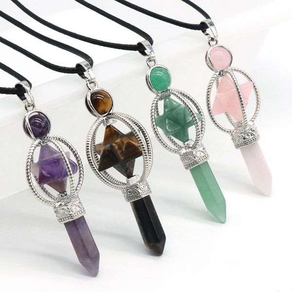 

pendant necklaces natural stone crystal necklace reiki heal merkaba lapis lazuli for women fashion party gifts, Silver