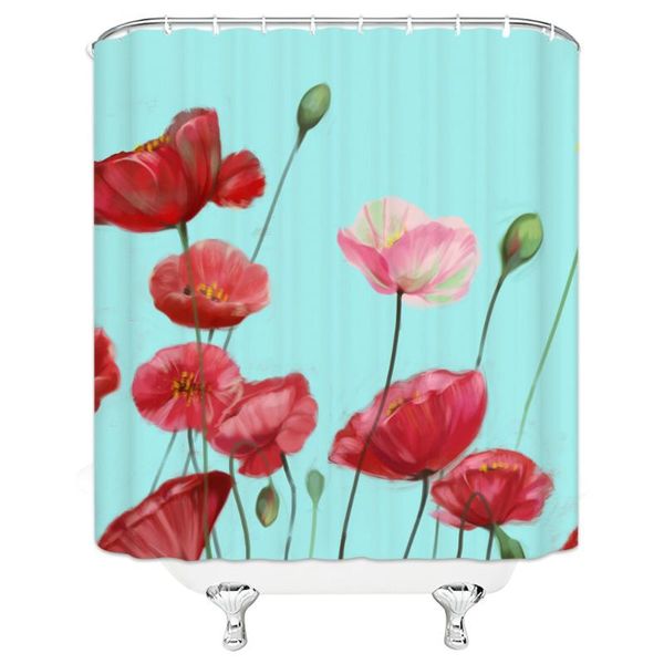 

shower curtains waterproof curtain flowers printed bath polyester fabric home decor hooks 180*200cm