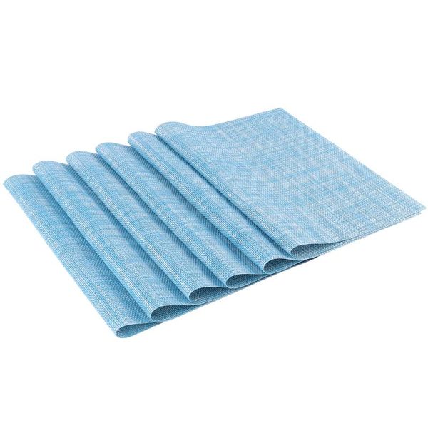 

mats & pads 6pcs pvc heat insulated pad table mat skid resistance bowl dish tableware placemat for home el restaurant (sky-blue,
