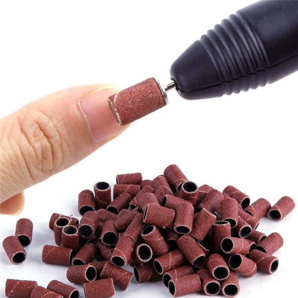 

nail files 100/50pc sanding cap bands for electric manicure machine 180/120/80 grit drill grinding bit pedicure tool set bend261