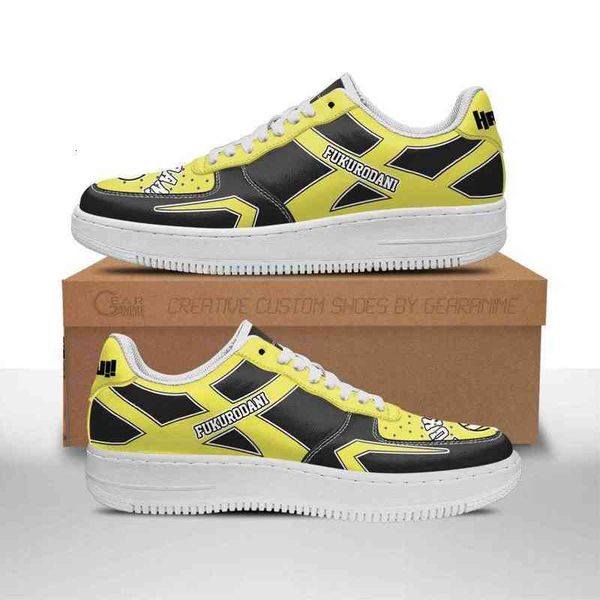 

diy anime shoes haikyuu fukurodani academy sneakers uniform casual running sport walking lightweight tennis, Black