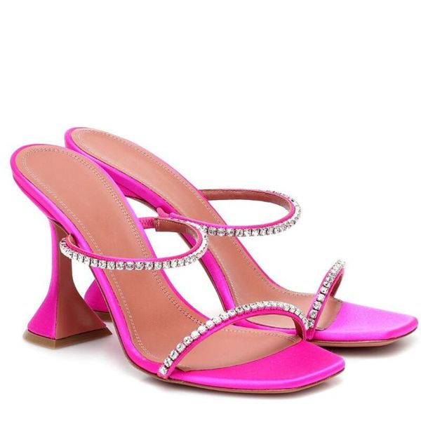 

dress shoes crystal embellished strappy sandals cup high heel slippers formal party square open toe mules celebrity, Black