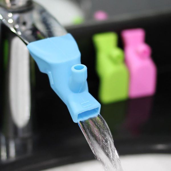 

kitchen faucets 3pcs silicone bathroom sink faucet extender for baby kids children hand washing double exit two shape anti-slip