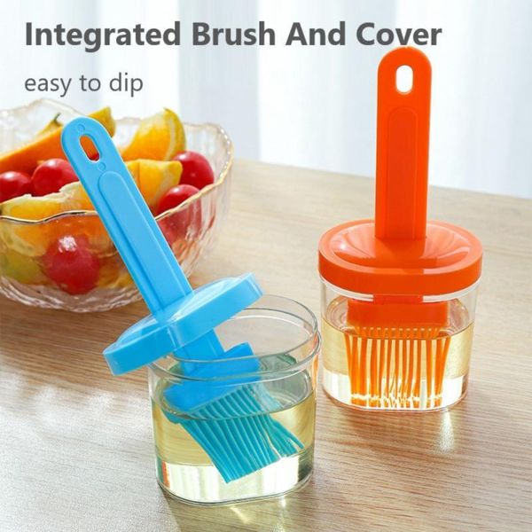 

tools & accessories oil brush with cover high temperature resistant silicone bottle integrated lid barbecue baking kitchen bbq tool