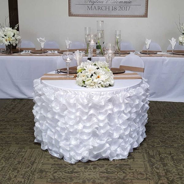 Tule tutu tabela saia tablecloth coreano orgânica branco mesa de mesa de casamento casamento decoração