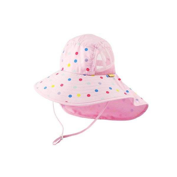 

kids bucket hats summer wide brim hat grenadine breathable sun caps outdoor upf sunscreen cap 2021 design large brims shawl sunhat wmq1358, Yellow