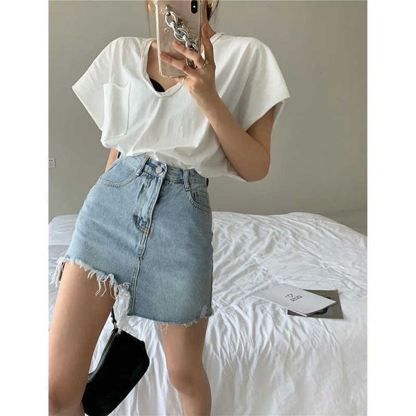 

irregular hem denim skirt for women, Black