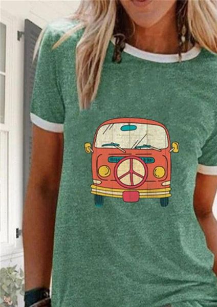 

bus print 2021 summer plus size women tshirts o neck short sleeve patchwork harajuku t shirt vogue aesthetic clothes, White