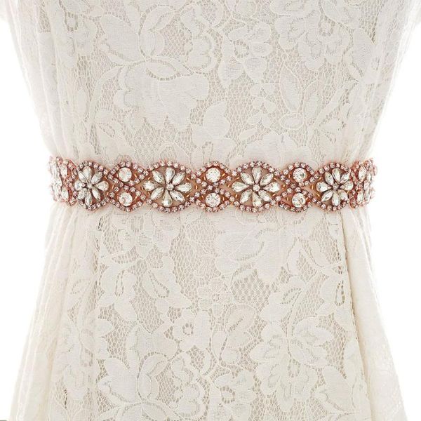 

wedding sashes rhinestone belt handmade rose gold crystal dress sash with satin ribbon bridal accessories 2021, White