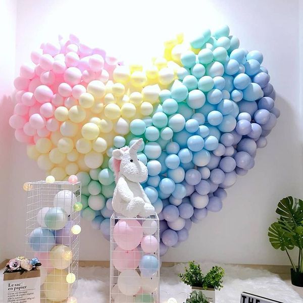 

party decoration 50pcs 10 inch valentines day decorations macaron latex balloons rainbow pastel love heart arch kit for wedding decor