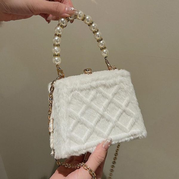 

evening bags luxury mini fashion women wedding plush solid colour handbags should vintage pearl clutch bag