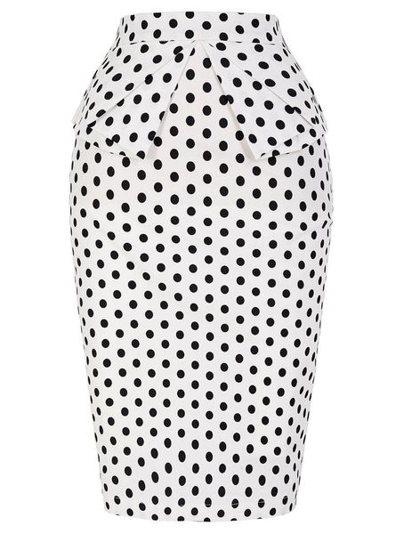 

skirts slim vintage polka dot print pencil for women, Black