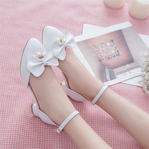 

flat shoes girls leather white princess moccasins children dress high heels baby student school performance comfortable kids 04, Black;grey