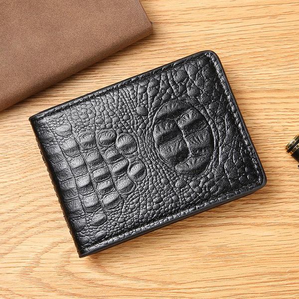 

card holders mens wallet genuine leather short purse alligator pattern men wallets vintage coin pocket, Brown;gray