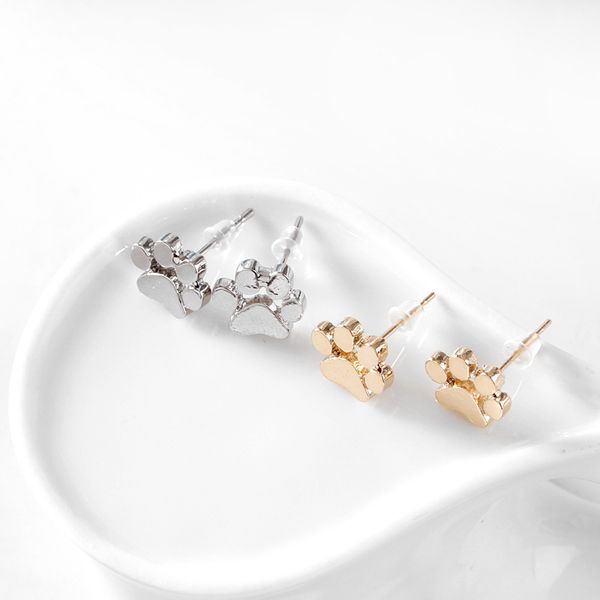 

jewelry hollow pet cat dog lover paw print stud earring puppy memorial earrings cute animal footprint gold silver plated ear rings m2098 hug, Red;brown