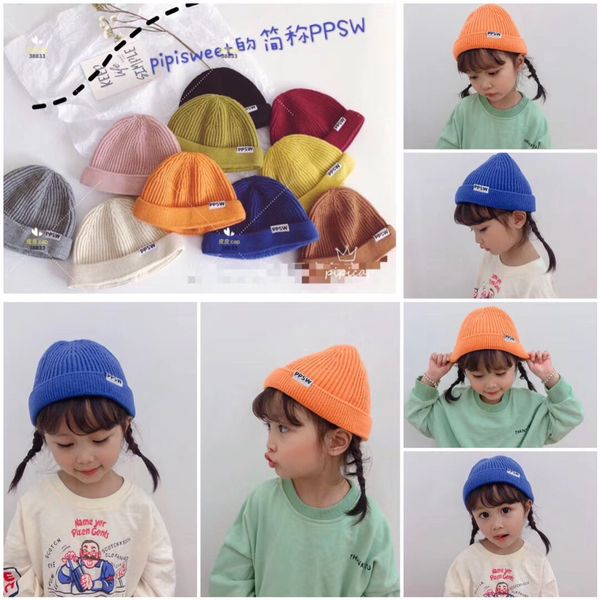 

sy jasmine small cloth label warm melon skin children's wool knitted hat, Yellow