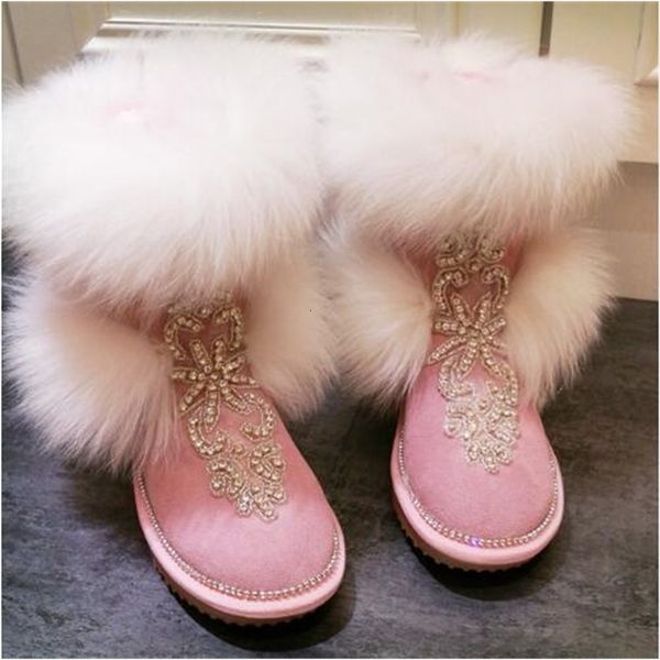 

boots women winter foxy hair snow girls shinning slip-on ankle ladies occasional round foot apartments jump 6 cm dpvv, Black