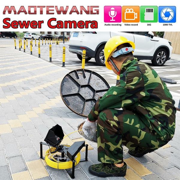 

cameras maotewang sewer pipe inspection camera with 16gb dvr drain industrial endoscope ip68 4.3inch ips 17mm 30m