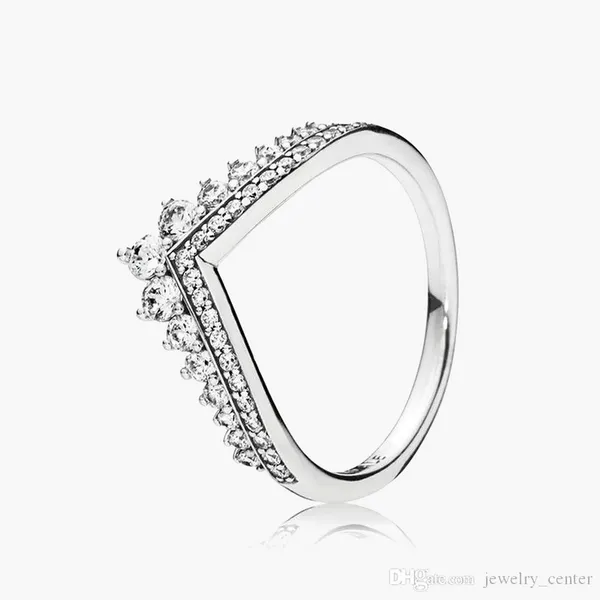 Fedi nuziali in argento sterling 925 da donna Diamanti con zirconi cubici per donne in stile Pandora Anelli con corona di diamanti CZ con regalo originale da donna con scatola originale