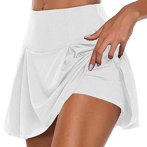 

women's shorts s-5xl women tennis golf sport trousers skirt 2-in-1 solid color running leggings summer oversize skorts, White;black
