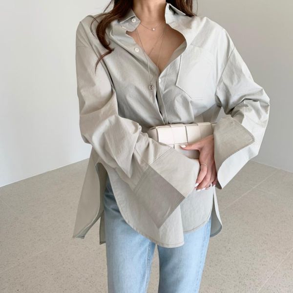 

women's blouses & shirts fashion 2021 women full sleeves casual camisas mujer turndown collar print blusas korean loose ladies, White