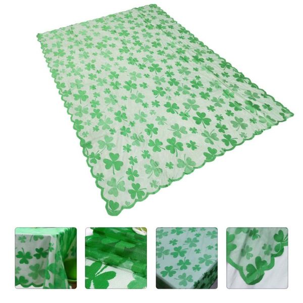

carpets 1pc shamrock printing party decorative tablecloth table decor cloth (green)