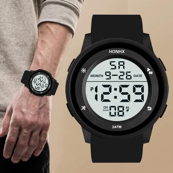 

wristwatches men watch with multifunctional lcd digital display satch date chronograph sport waterproof wristwatch for man reloj hombre, Slivery;brown