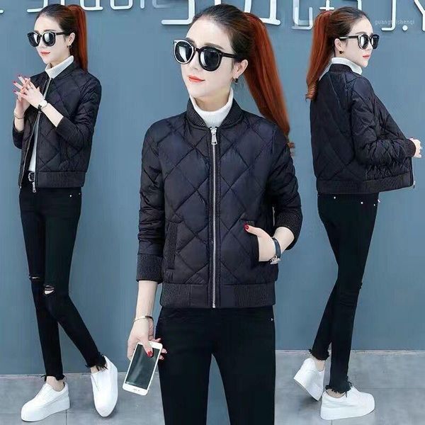 

women thin filling cotton short baseball uniform jacket spring and autumn casual style woman parkas female clothing women's down &, Black