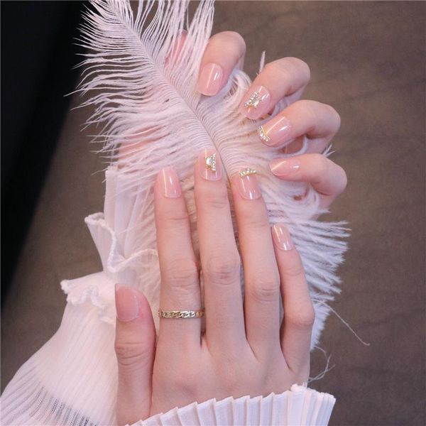 

false nails 24pcs pink diamond wear short paragraph fashion manicure patch save time wearable nail soyw889, Red;gold